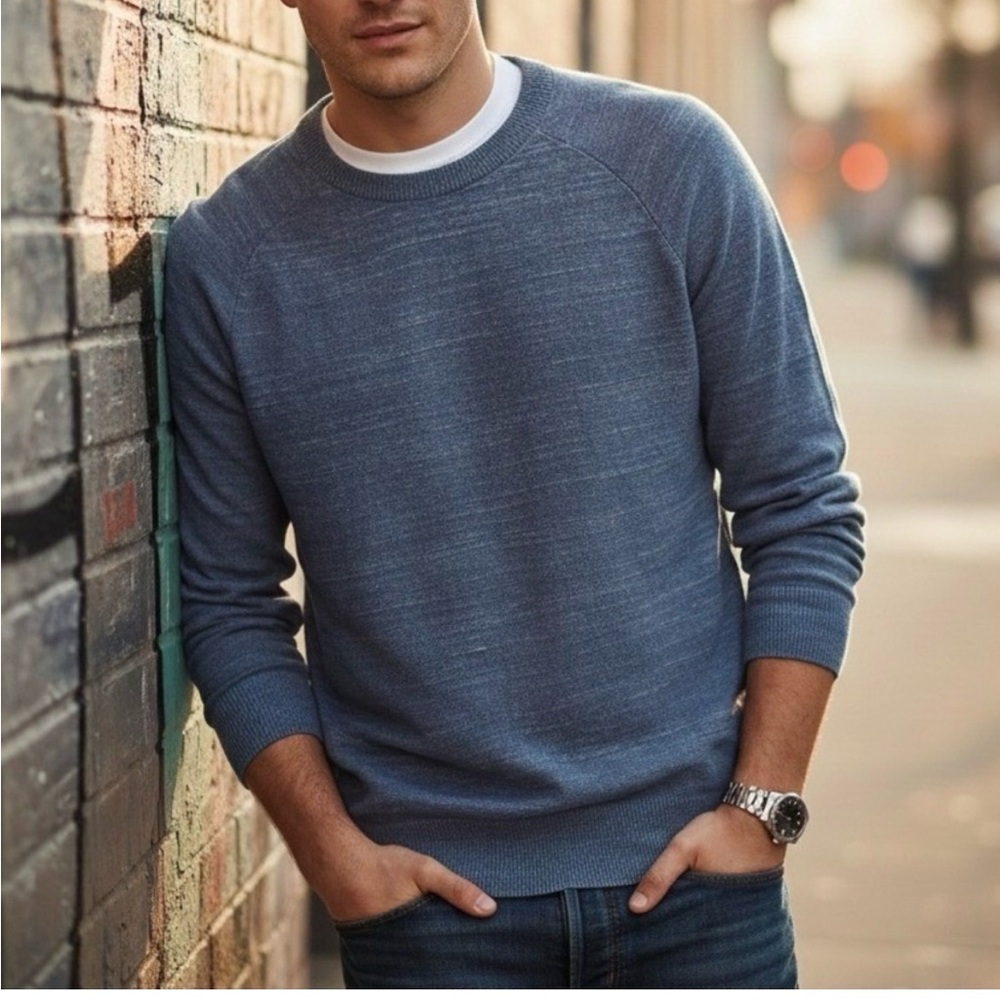 GAP Men's Heather Blue Crewneck Sweater 2XL